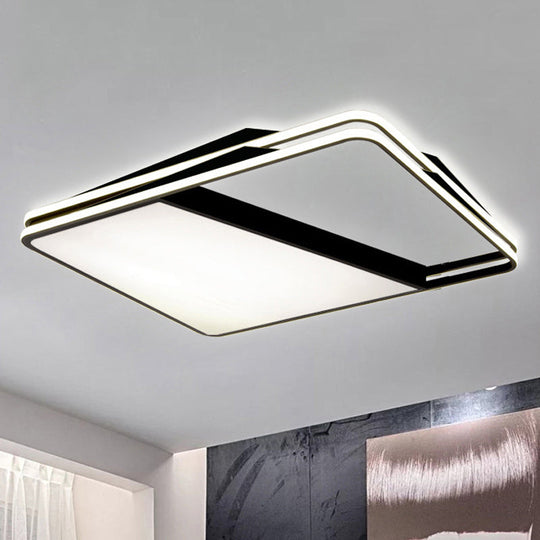 Modern Splicing Trapezoid Flush Ceiling Light - Metal LED Fixture in White/Warm Light, 23.5"/35.5" Wide