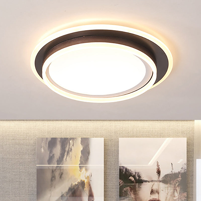 Contemporary LED Flush Mount Light Fixture - White Round 16"/19.5" Wide Metal with Frosted Diffuser, White/Warm Light