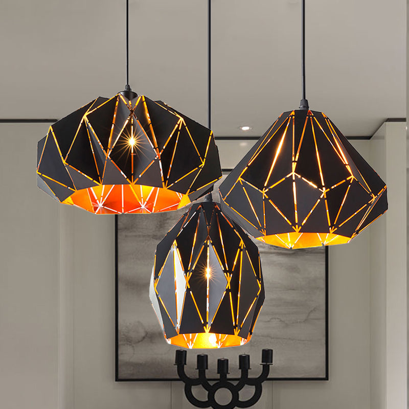 Metallic Origami Pendant Light For Cafe And Restaurant - Black
