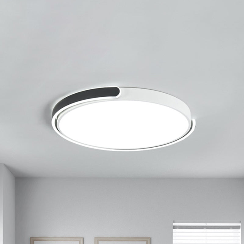 Modern LED Flush Ceiling Light with Acrylic Shade in Black/White/Champagne, 15"/19"/23" Diameter - Warm/White Bedroom Fixture