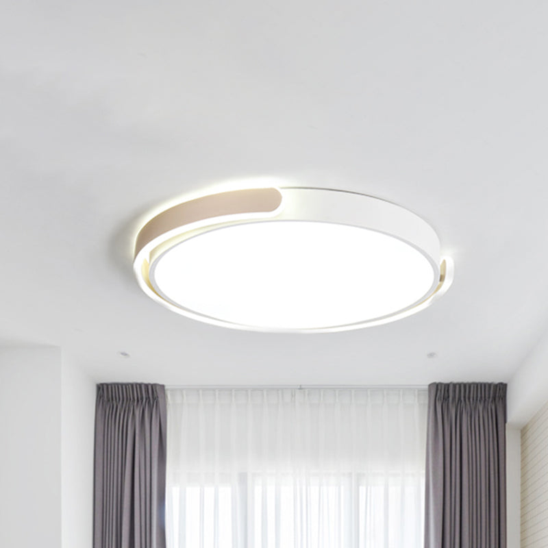 Modern LED Flush Ceiling Light with Acrylic Shade in Black/White/Champagne, 15"/19"/23" Diameter - Warm/White Bedroom Fixture