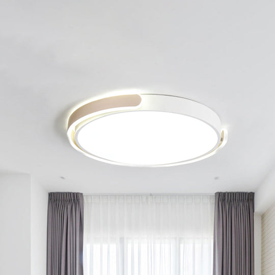 Modern LED Flush Ceiling Light with Acrylic Shade in Black/White/Champagne, 15"/19"/23" Diameter - Warm/White Bedroom Fixture