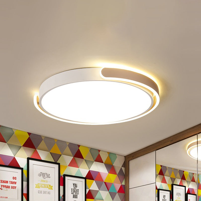 Modern LED Flush Ceiling Light with Acrylic Shade in Black/White/Champagne, 15"/19"/23" Diameter - Warm/White Bedroom Fixture