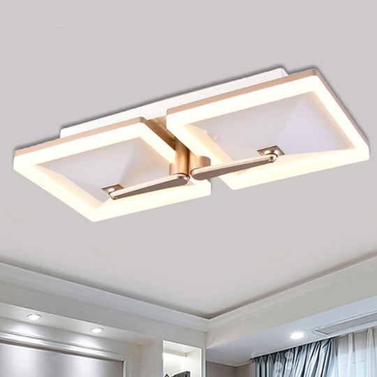 Minimalist Metal LED Ceiling Light Fixture with Splicing Square Design - 2/4/6 Heads, Third Gear White Lamp