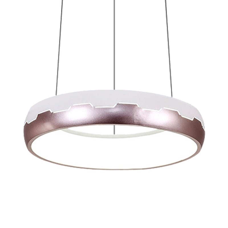Modern Rose Gold LED Ring Suspended Light Kit in White/Warm, 18"/21.5" Wide