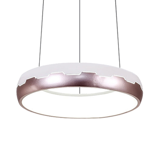 Modern Rose Gold LED Ring Suspended Light Kit in White/Warm, 18"/21.5" Wide