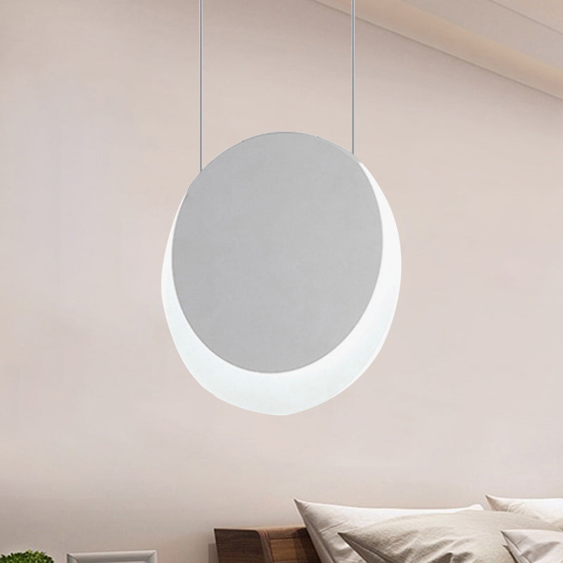 Simplicity LED Pendant Light with White Suspension and Crescent Shaped Acrylic Shade in Warm/White Light, 6.5"/8.5"W