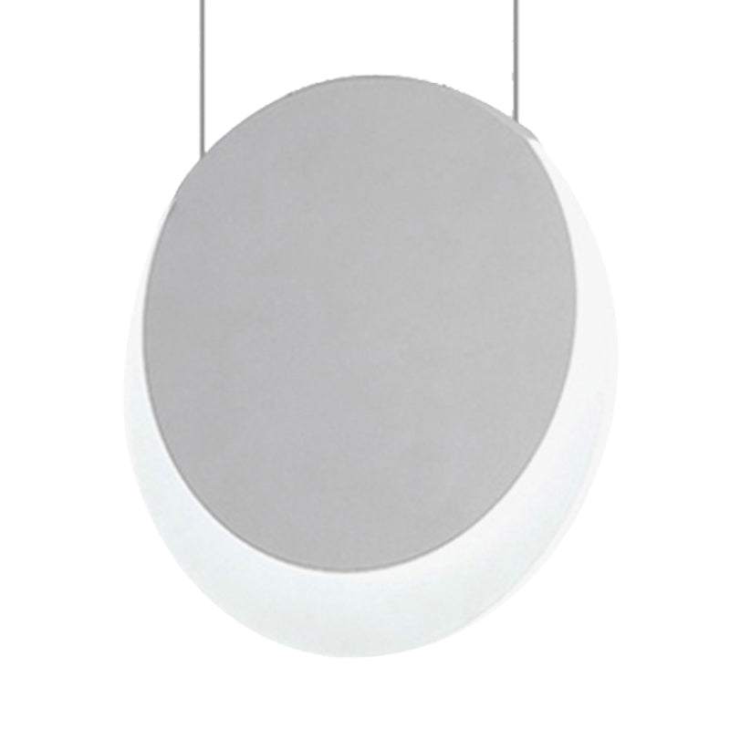 Simplicity LED Pendant Light with White Suspension and Crescent Shaped Acrylic Shade in Warm/White Light, 6.5"/8.5"W