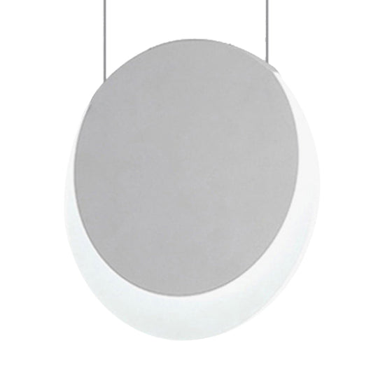 Simplicity LED Pendant Light with White Suspension and Crescent Shaped Acrylic Shade in Warm/White Light, 6.5"/8.5"W