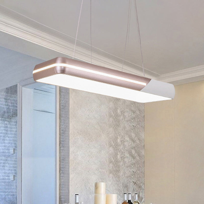 Rose Gold Metal Pendant Light: Simple Style Led Ideal For Dining Room