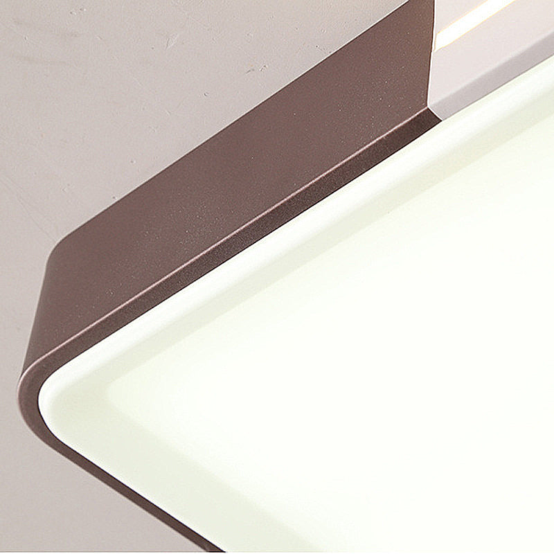 Plafonnier LED blanc moderne à encastrer pour salon – Abat-jour carré/rectangulaire en acrylique, 19"/38" de large