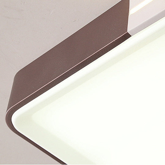 Modern White Led Flush Mount Ceiling Light For Living Room Square/Rectangular Acrylic Shade 19/38