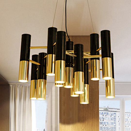 Modern Tube Chandelier Light - Gold Metal, 7/13/19 Lights, Warm Lighting, for Living Room