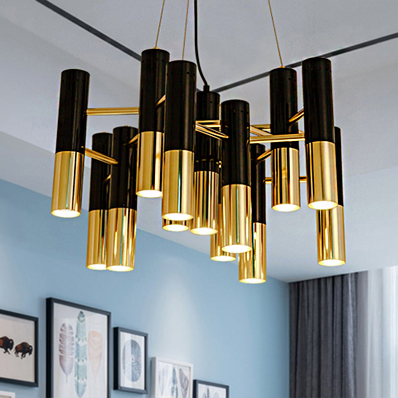 Modern Tube Chandelier Light - Gold Metal, 7/13/19 Lights, Warm Lighting, for Living Room