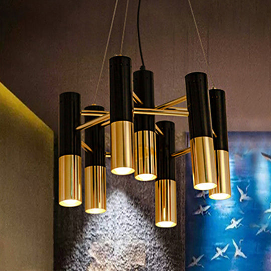 Modern Tube Chandelier Light - Gold Metal, 7/13/19 Lights, Warm Lighting, for Living Room