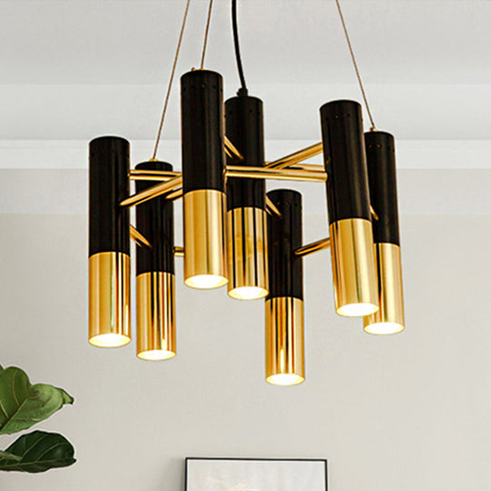 Modern Tube Chandelier Light - Gold Metal, 7/13/19 Lights, Warm Lighting, for Living Room