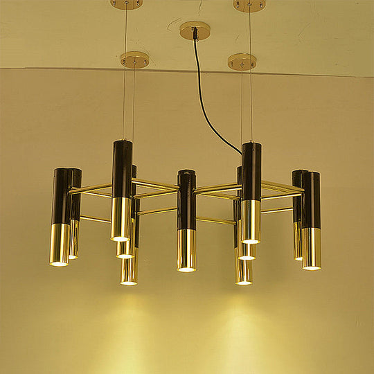 Contemporary Gold LED Tube Chandelier: 11/22 Lights, Warm Pendant Light Fixture