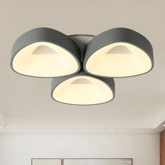 Coconut Shell Flush Light Fixture - Grey Nordic Ceiling Lamp (3/5 lights) in White/Warm/Natural Light