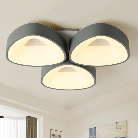 Coconut Shell Flush Light Fixture - Grey Nordic Ceiling Lamp (3/5 lights) in White/Warm/Natural Light