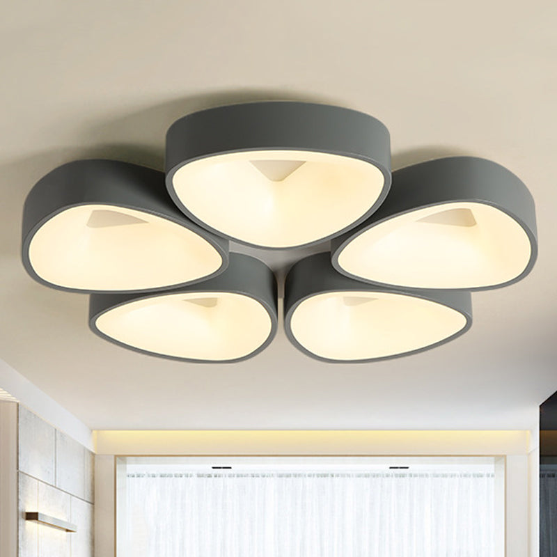 Coconut Shell Flush Light Fixture - Grey Nordic Ceiling Lamp (3/5 lights) in White/Warm/Natural Light