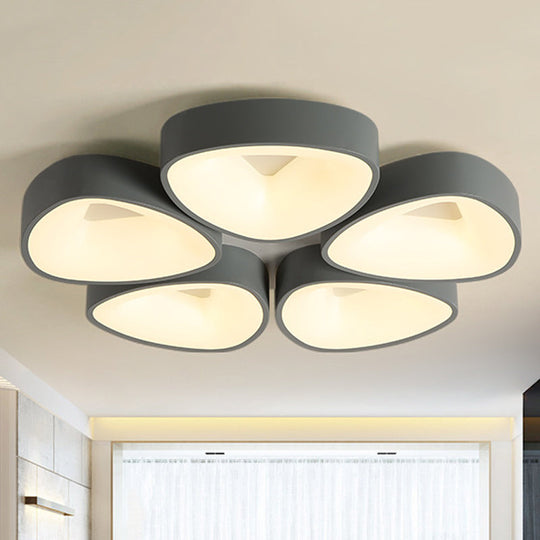 Coconut Shell Flush Light Fixture - Grey Nordic Ceiling Lamp (3/5 lights) in White/Warm/Natural Light