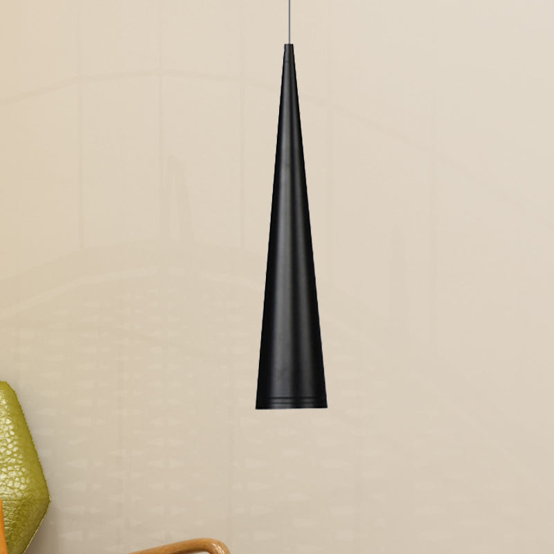 Suspension LED conique moderne blanche/noire pour salle à manger - Luminaire en métal blanc/chaud