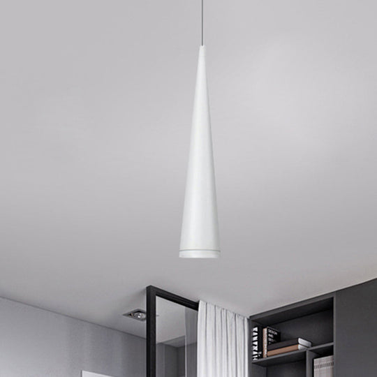 Modern White/Black Tapered Hanging Led Pendant Light For Dining Room With Warm White Illumination /
