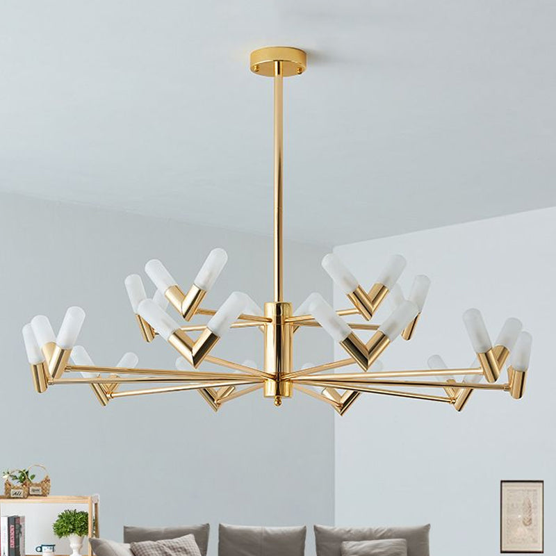 Modern Brass Tube Ceiling Chandelier - 10/30 Light Metal Fixture for Dining Room