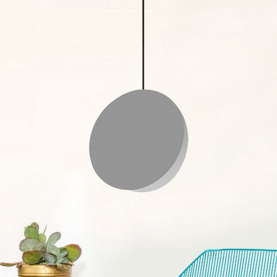 Modern Nordic Style 1-Light Metal Pendant Lamp (8"/12"W) - Black/Grey/White Hanging Ceiling Light