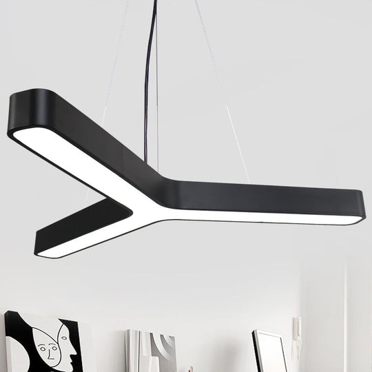 Contemporary LED Pendant Lamp for Gymnasium - Metal Y-Shaped Ceiling Light
