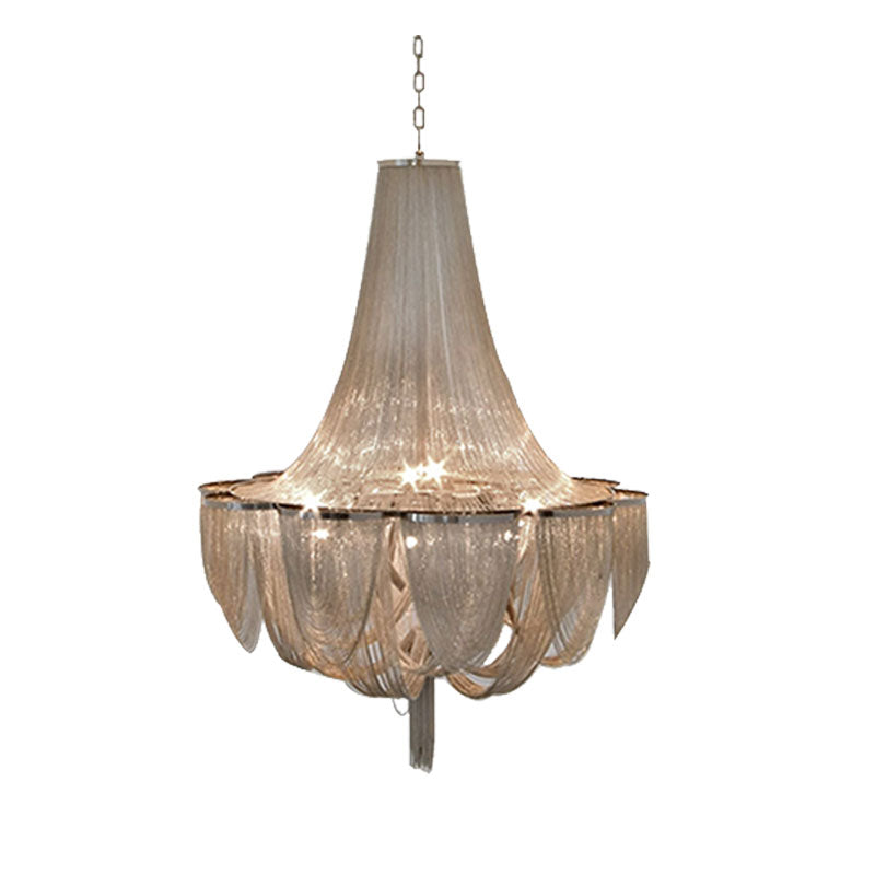 Modern Empire Chandelier With Aluminum Chain - Dining Room Ceiling Lamp