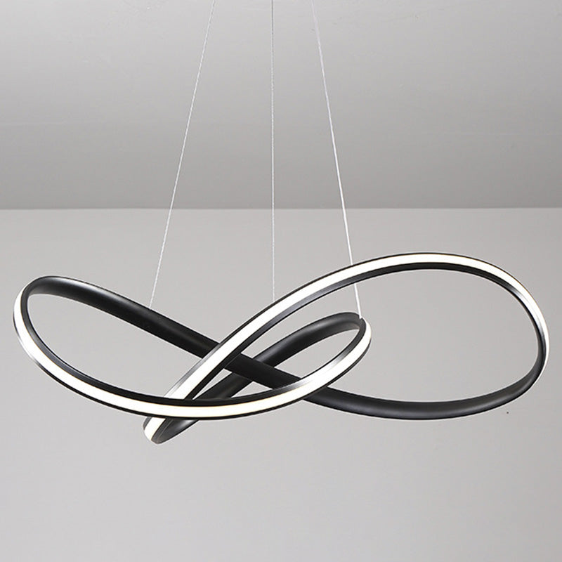 Modern Metal LED Chandelier for Dining Room - Seamless Curve Pendant Light