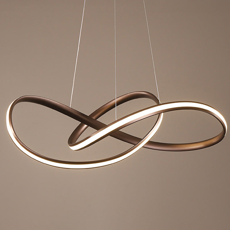Modern Metal LED Chandelier for Dining Room - Seamless Curve Pendant Light