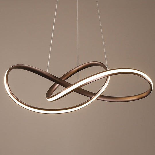 Modern Metal LED Chandelier for Dining Room - Seamless Curve Pendant Light
