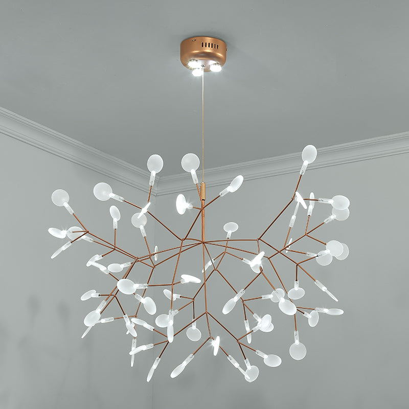 Bronze Designer LED Heracleum Chandelier: Acrylic Living Room Pendant Light Fixture