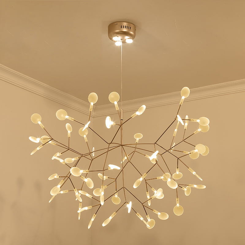 Bronze Designer LED Heracleum Chandelier: Acrylic Living Room Pendant Light Fixture
