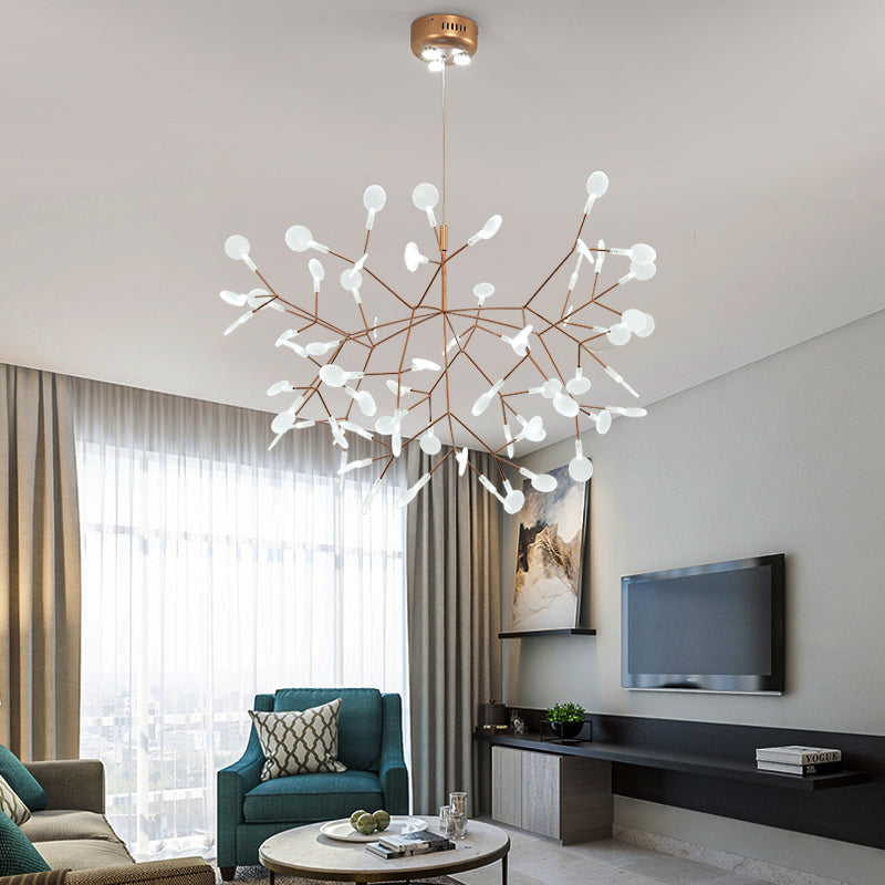 Bronze Acrylic Led Pendant Light: Designer Heracleum Chandelier For Living Room