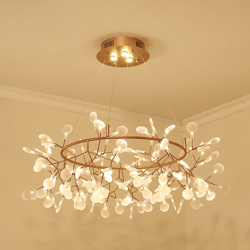 Bronze Acrylic Led Pendant Light: Designer Heracleum Chandelier For Living Room 108 / Warm