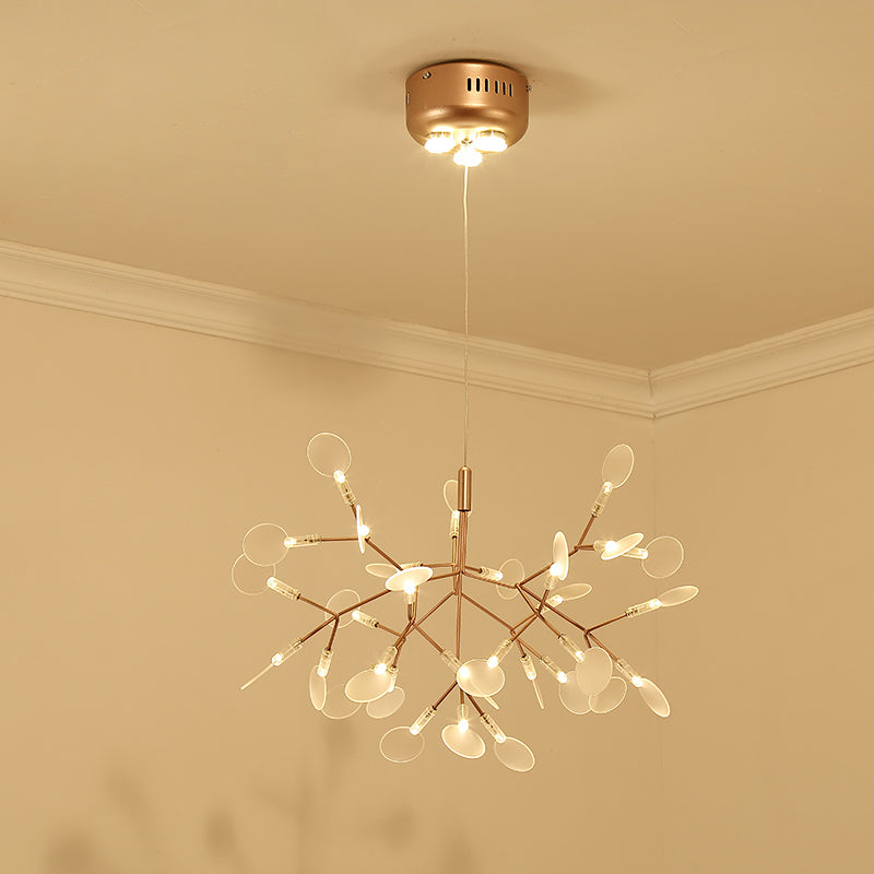 Bronze Acrylic Led Pendant Light: Designer Heracleum Chandelier For Living Room 30 / Warm