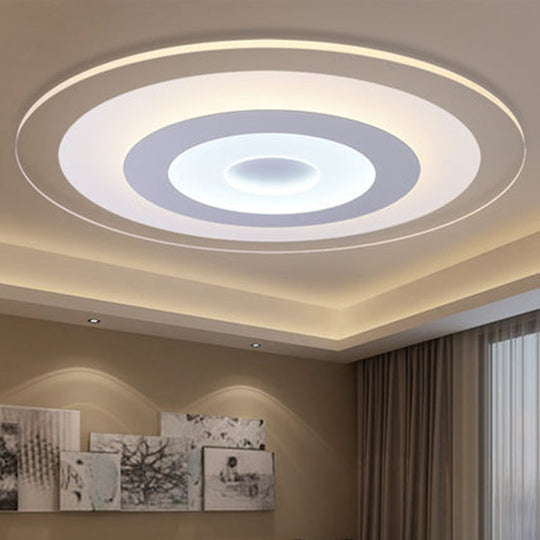 White Led Acrylic Ceiling Mounted Light - Flush Disk Shape Simple Style For Bedroom