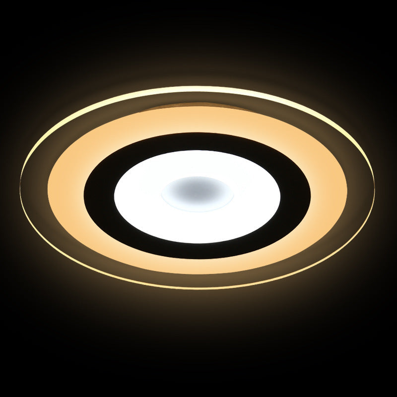 White LED Acrylic Ceiling Mounted Light - Flush Disk Shape, Simple Style for Bedroom