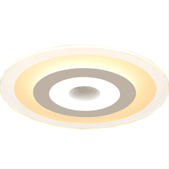 White Led Acrylic Ceiling Mounted Light - Flush Disk Shape Simple Style For Bedroom