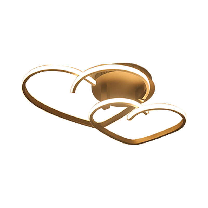 Une expression rayonnante d'amour : plafonnier semi-encastré moderne à 2 lampes à LED en forme de cœur 