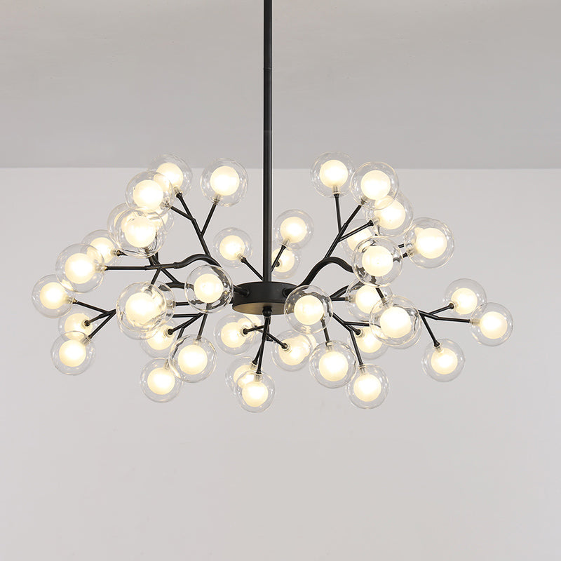 Firefly Chandelier: Modern Glass Ceiling Lamp For Living Room 30 / Black White