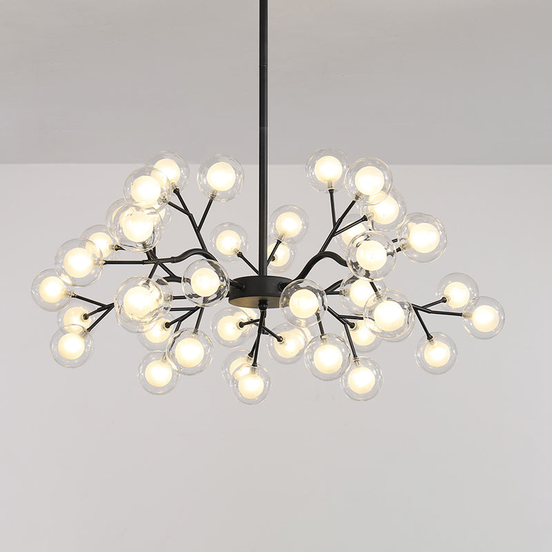 Firefly Chandelier: Modern Glass Ceiling Lamp For Living Room 45 / Black White