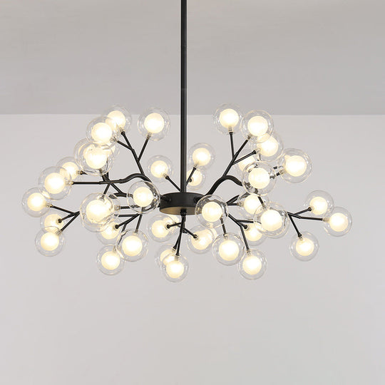 Firefly Chandelier: Modern Glass Ceiling Lamp For Living Room 45 / Black White