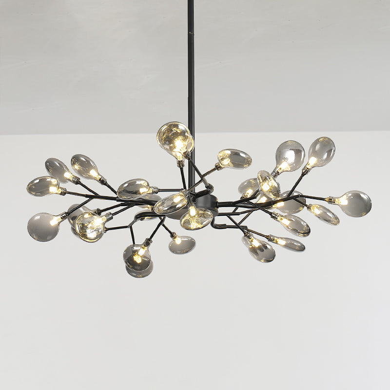 Firefly Chandelier: Modern Glass Ceiling Lamp For Living Room 30 / Black Smoke Grey