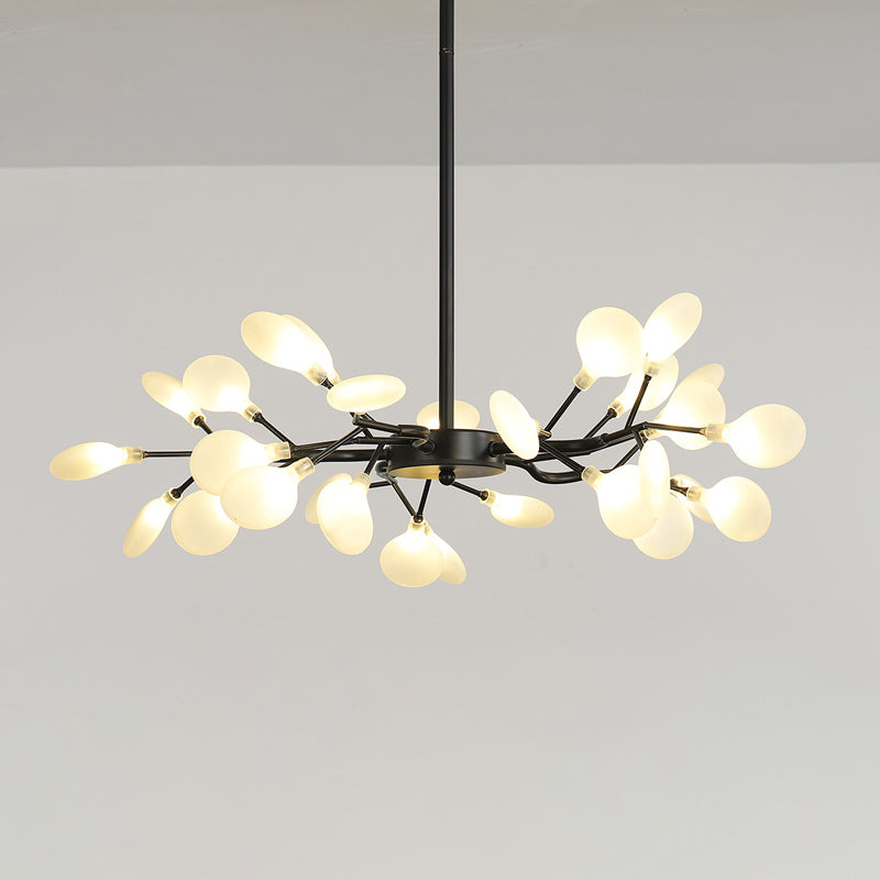 Firefly Chandelier: Modern Glass Ceiling Lamp For Living Room 30 / Black Milk White