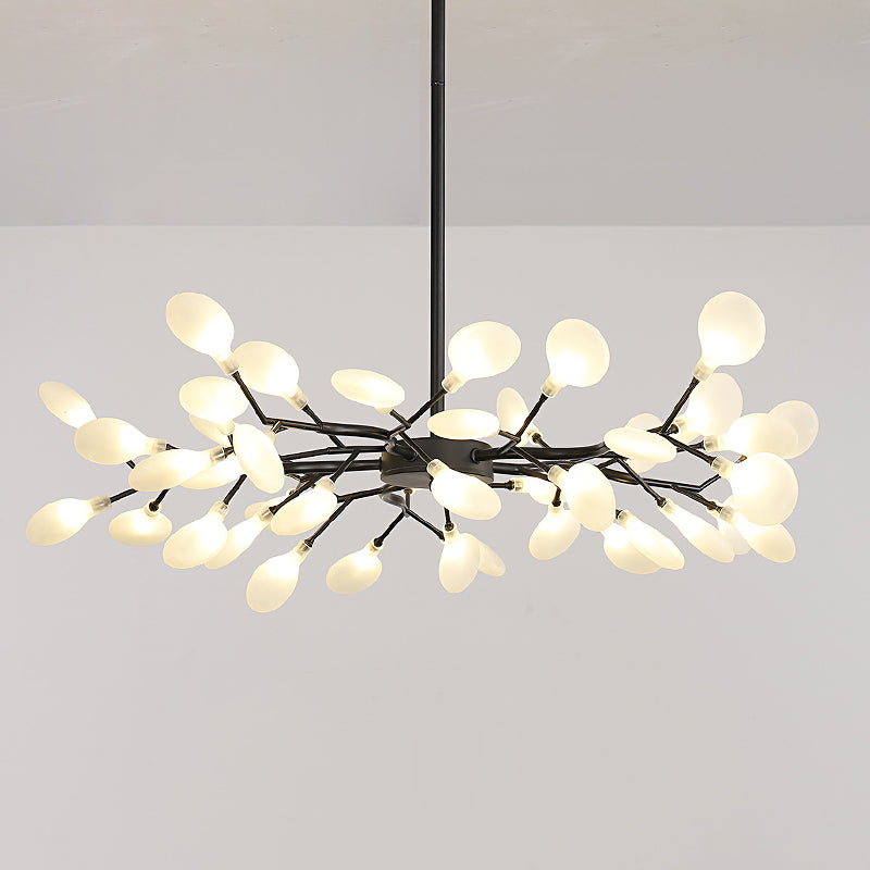 Firefly Chandelier: Modern Glass Ceiling Lamp For Living Room 45 / Black Milk White