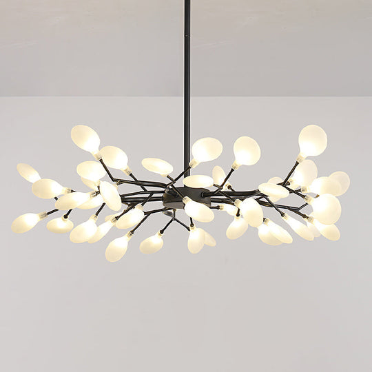 Firefly Chandelier: Modern Glass Ceiling Lamp For Living Room 45 / Black Milk White